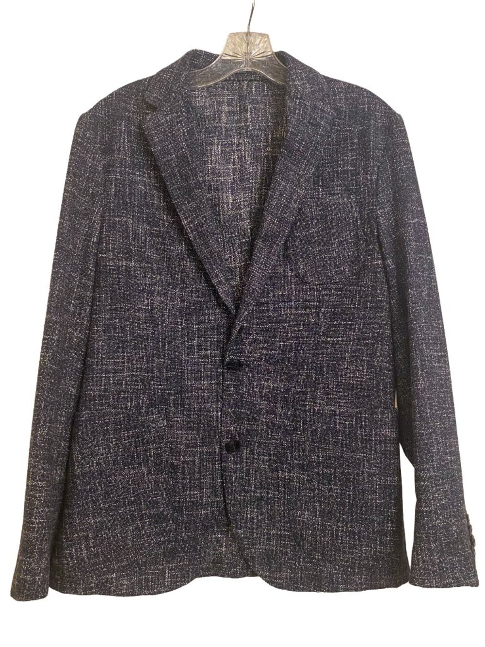Mango Navy Blue Textured Men's Blazer Jacket Sz 38 Slim Fit Preppy Classic